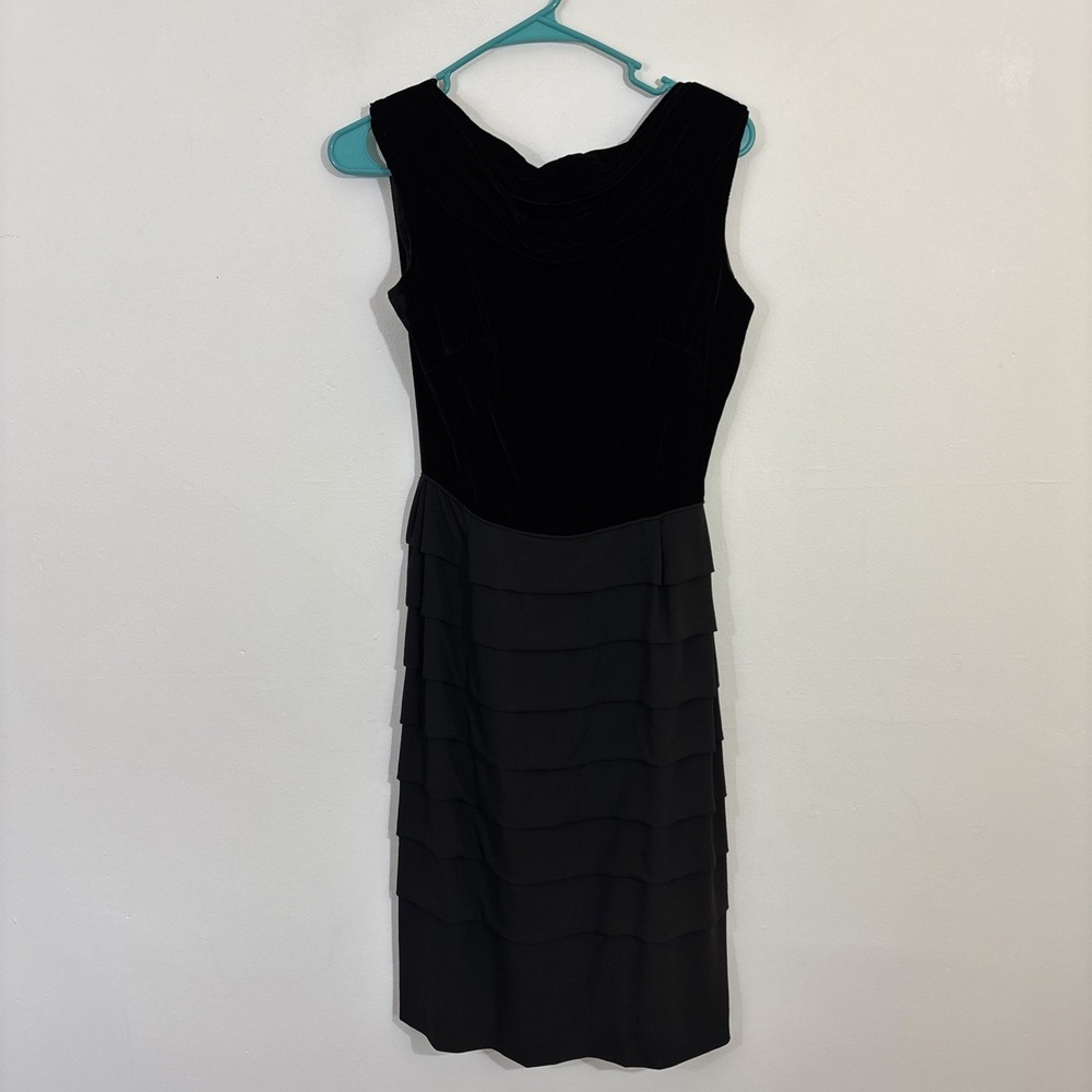 Vintage Black Velvet Dress Union Tag Size XS or S Layered Sleeveless Old Money